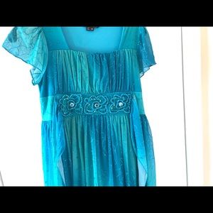 Turquoise Sequins My Michelle Girls Dress Size 16